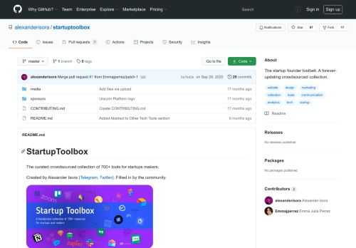 The startup founder toolbelt. A forever-updating crowdsourced collection. - alexanderisora/startuptoolbox