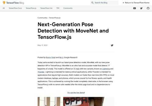 MoveNet is a human pose detection architecture developed at Google that is ultra fast and accurate. It was designed to detect difficult poses 
