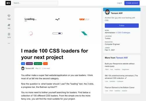 You either make a super fast website/application or you use loaders. I think most of us fall into the... Tagged with css, webdev, beginners, html.