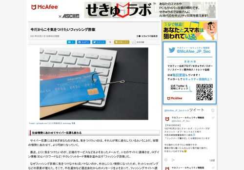 最近はスマートフォンを標的にしていることもあり、セキュリティの知識がない人が被害に遭いやすい。今だからこそ気をつけたいサイバー犯罪といえるだろう。