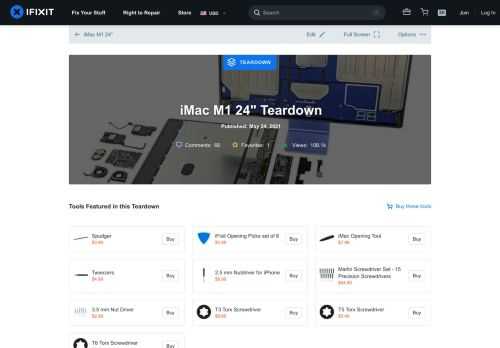 An iFixit teardown of Apple's 24" M1 iMac, in which we cross our fingers and hope this thing isn't as iPad-like as it looks. Published May 24, 2021.
