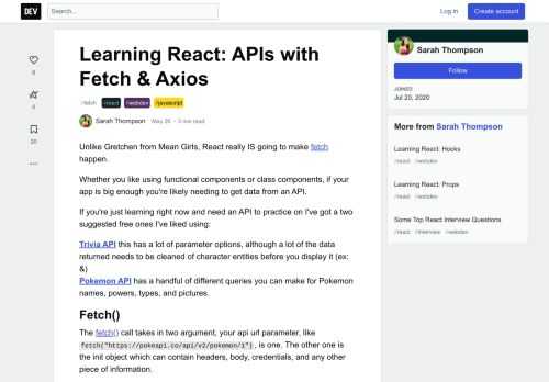 Unlike Gretchen from Mean Girls, React really IS going to make fetch happen.  Whether you like using... Tagged with fetch, react, webdev, javascript.