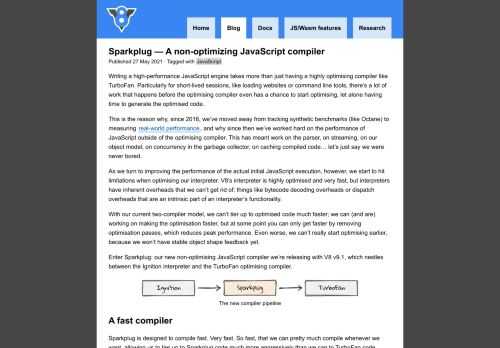 In V8 v9.1 we’re improving V8 performance by 5-15% with Sparkplug: a new, non-optimizing JavaScript compiler.