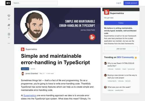 Sometimes things fail — that's a fact of life and programming. So as a programmer, you're going to ha... Tagged with typescript, errors.