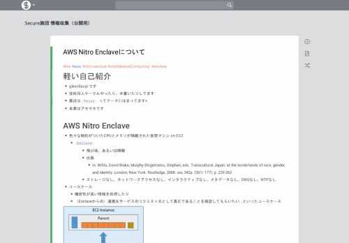 #tee #aws #nitro-enclave #confidentialComputing #enclave 軽い自己紹介 @ken5scal です 技術同人サークルやったり、本書いたりしてます 最近は Trust ってテーマにはまってます+ 本業はアセマネです AWS Nitro Enclave 色々な制約がついたCPUとメモリが隔離された仮想マシン on EC2 Enclave 飛び地、あ