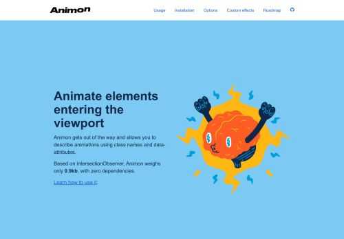 Animate DOM elements when they appear in the viewport with simple html attributes