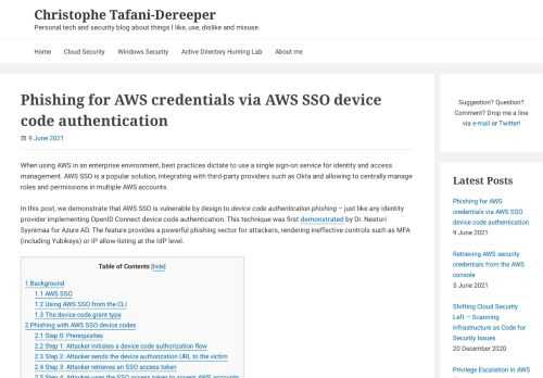 AWS SSO is vulnerable by design to device code authentication phishing, providing a powerful phishing vector for attackers.