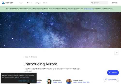 This article introduces Aurora, a Chrome initiative to collaborate closely with open-source frameworks