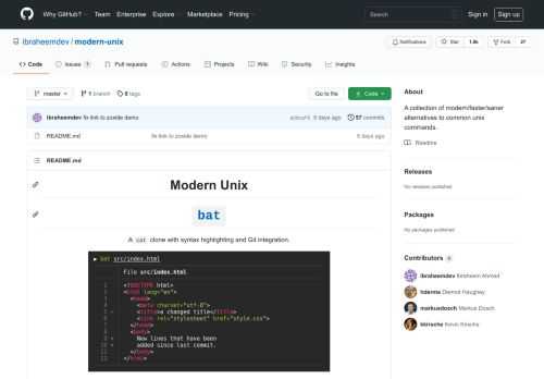 A collection of modern/faster/saner alternatives to common unix commands. - ibraheemdev/modern-unix