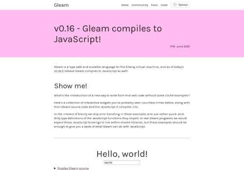 The Gleam programming language