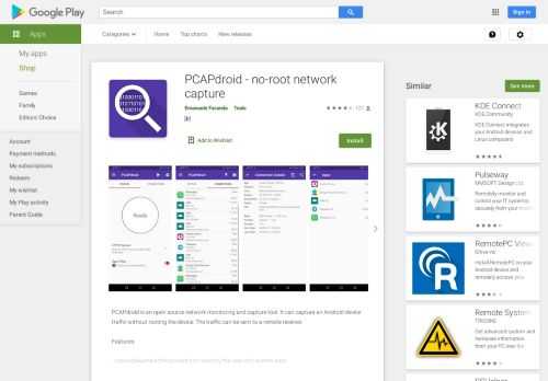 No-root network monitor and traffic dump tool for Android devices