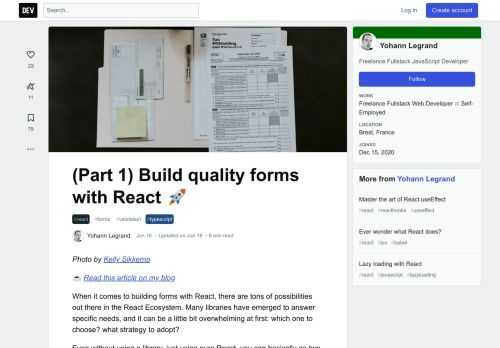 Photo by  Kelly Sikkema  ☕️ Read this article on my blog  When it comes to building forms with React,... Tagged with react, forms, validation, typescript.