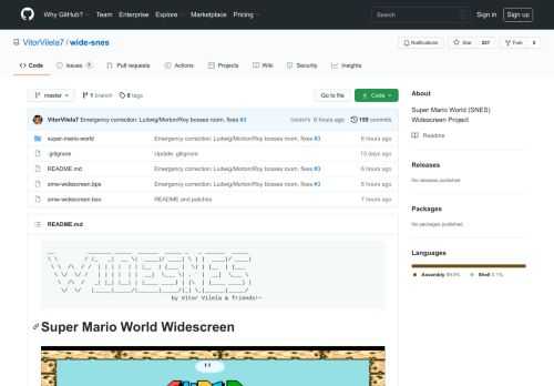 Super Mario World (SNES) Widescreen Project. Contribute to VitorVilela7/wide-snes development by creating an account on GitHub.