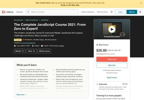 The modern JavaScript course for everyone! Master JavaScript with projects, challenges and theory. Many courses in one!