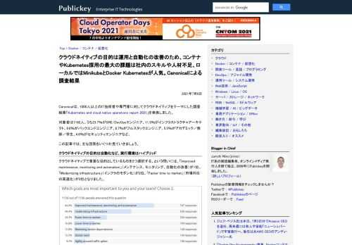 Canonicalは、1000人以上のIT技術者や専門家に対してクラウドネイティブをテーマにした調査結果「Kubernetes and cloud native operations report 2021」を発表しました。 対象者は116...