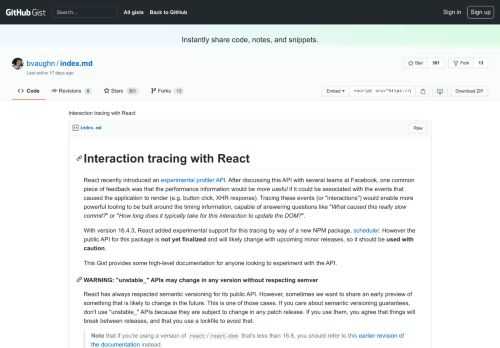 Interaction tracing with React. GitHub Gist: instantly share code, notes, and snippets.