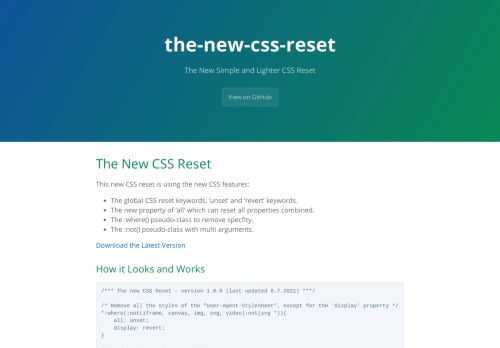 The New Simple and Lighter CSS Reset