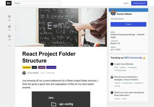 Just showing off my current preference for a React project folder structure. I think this gives a... Tagged with javascript, react, webdev, productivity.