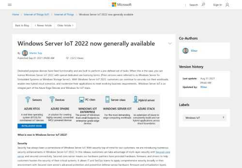 Announcing the GA of Windows Server IoT 2022