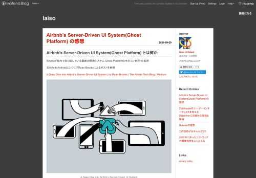 Airbnb’s Server-Driven UI System(Ghost Platform) とは何か Airbnbが社内で取り組んでいる最新UI開発システム Ghost Platformとそのコンセプトの名前 元Airbnb AndroidエンジニアRyan Brooksによるポストを参照 A Deep Dive into Airbnb’s Server-Driven UI System | by Ryan Brooks | The Airbnb Tech Blog | Medium A Deep Dive into Airbnb’s Server-Driven UI System どう…