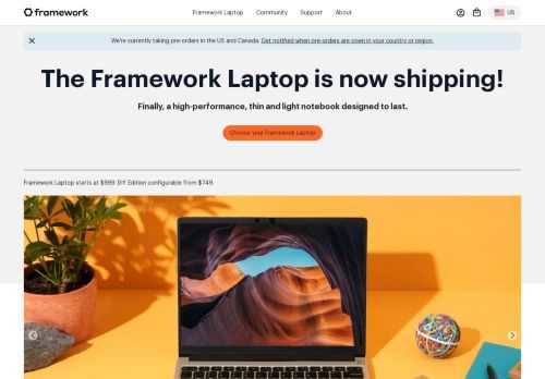 Framework Laptop: upgradeable, repairable, and 100% yours. Starting at $999, with a fully refundable $100 deposit, place your pre-order now