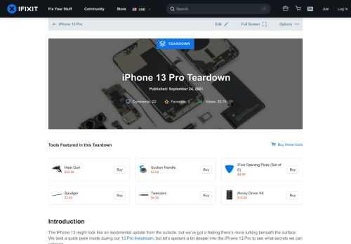 A two-part iFixit iPhone 13 Pro teardown, performed September 24-25, 2021.