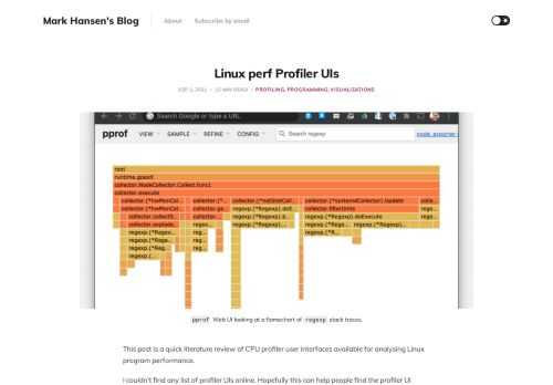 A literature review of CPU profiler user interfaces available for analysing Linux binaries.