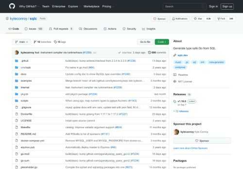 Generate type safe Go from SQL. Contribute to kyleconroy/sqlc development by creating an account on GitHub.