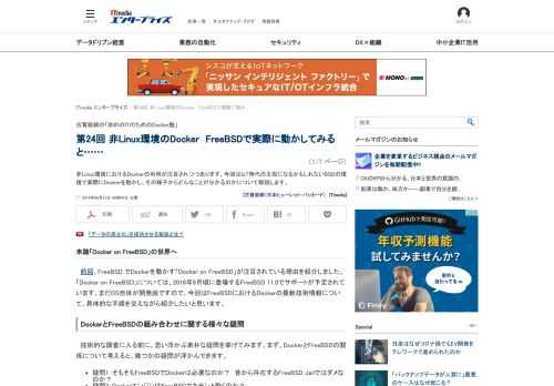 非Linux環境におけるDockerの利用が注目されつつあります。今回はIoT時代の主役になるかもしれないBSDの環境で実際にDockerを動かし、その様子からどんなことが分かるのかについて解説します。 (1/7)