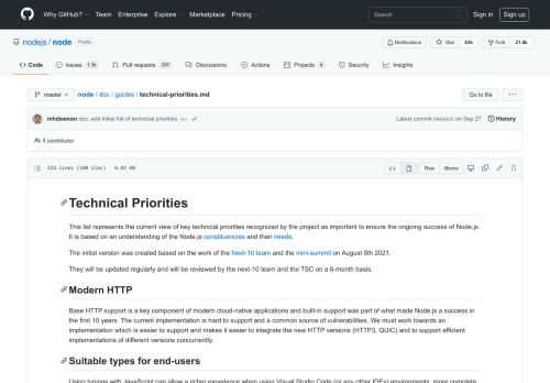 Node.js JavaScript runtime :sparkles::turtle::rocket::sparkles: - node/technical-priorities.md at master · nodejs/node