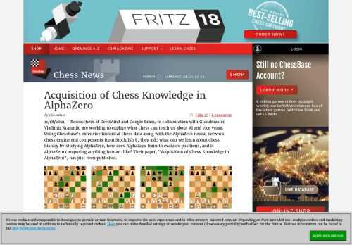 Researchers at DeepMind and Google Brain, in collaboration with Grandmaster Vladimir Kramnik, are working to explore what chess can teach us about AI and vice versa. Using Chessbase’s extensive historical chess data along with the AlphaZero neural network chess engine and components from Stockfish 8, they ask: what can we learn about chess history by studying AlphaZero, how does AlphaZero learn to evaluate positions, and is AlphaZero computing anything human-like? Their paper, “Acquisition of Chess Knowledge in AlphaZero”, has just been published.