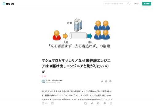SNSなどでは目上の人からの強く鋭い指導を「マサカリが飛んでくる」と表現されます。経験が多いITエンジニアについて「つよつよエンジニア」などとも評され、セットで扱われることも少なくありません。以前、教育的指導とテクハラの境目についてお話をしましたが、指導スタイルというのも随分と様変わりしました。         対して同期や後輩、同一の属性の人達とフラットな関係性で切磋琢磨する状態は「マシュマロを投げる」と表現されます。今回はマサカリとマシュマロを題材に求められる指導スタイルの変遷についてお話します。   マサカリ前提時代：少子化と売り手市場による「来る者拒まず去る者追わず」の終焉  