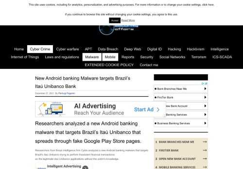 Researchers discovered a new Android banking malware that targets Brazil's Itaú Unibanco that spreads through fake Google Play Store pages.