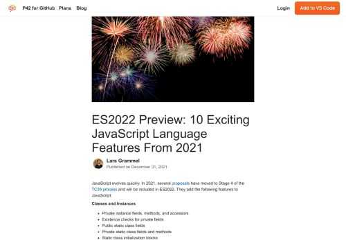 Private fields and methods, top-level await, error causes and more...