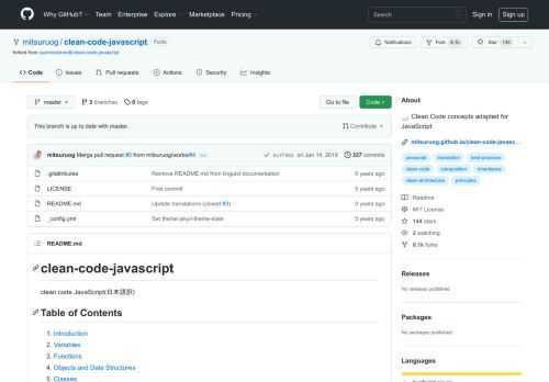 :bathtub: Clean Code concepts adapted for JavaScript - GitHub - mitsuruog/clean-code-javascript: Clean Code concepts adapted for JavaScript