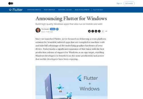 Announcing support for building Windows apps with Flutter, as part of Flutter 2.10, enabling high-performance, beautiful apps from a single codebase.