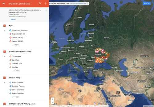 Ukraine Control Map continuously updated by people at PROJECT OWL