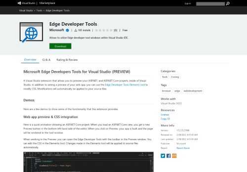 Extension for Visual Studio - Allows to utilize Edge developer tool windows within Visual Studio IDE.