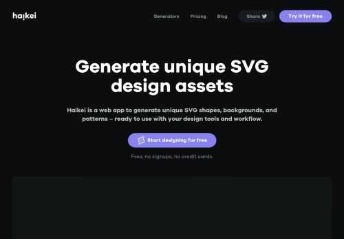 A web-based design tool to generate unique SVG design assets for websites, social media, blog posts, desktop and mobile wallpapers, posters, and more! Our generators let you discover, customize, randomize, and export generative SVG design assets ready to use with your favorite design tools.