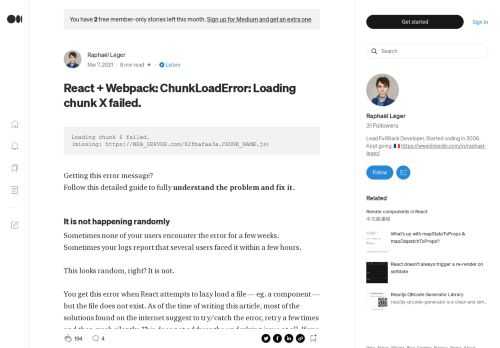 React + Webpack: ChunkLoadError: Loading chunk X failed.. Getting this error message? Follow this full guide to really understand the problem and fix it..