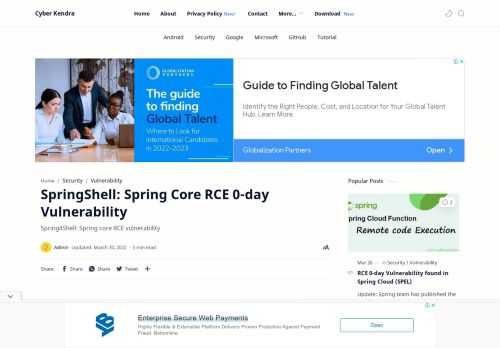 Spring4Shell: Spring core RCE vulnerability
