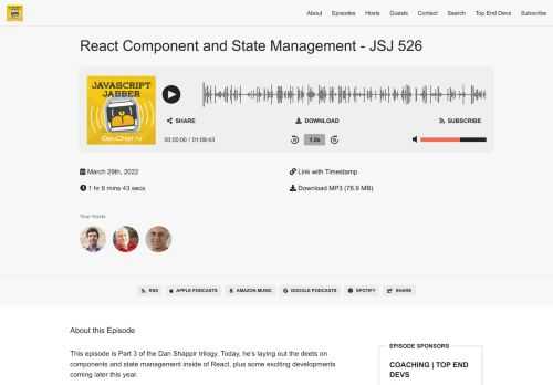 This episode is Part 3 of the Dan Shappir trilogy. Today, he’s laying out the deets on components and state management inside of React, plus some exciting developments coming later this year.