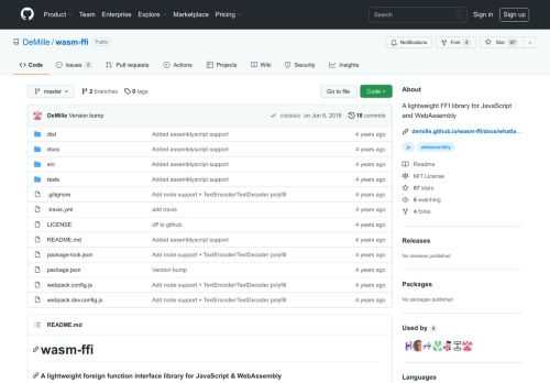 A lightweight FFI library for JavaScript and WebAssembly - GitHub - DeMille/wasm-ffi: A lightweight FFI library for JavaScript and WebAssembly
