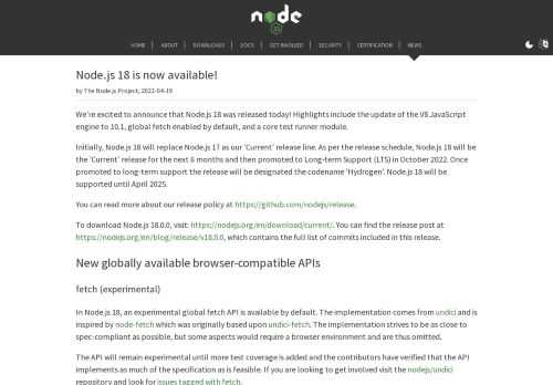 Node.js® is a JavaScript runtime built on Chrome's V8 JavaScript engine.