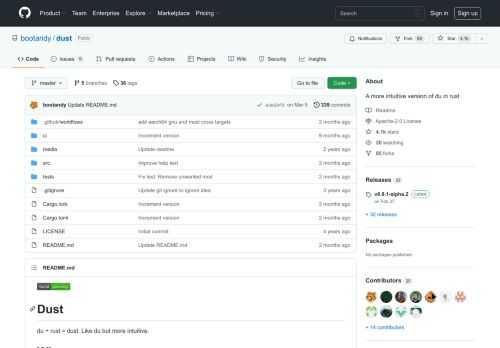 A more intuitive version of du in rust. Contribute to bootandy/dust development by creating an account on GitHub.