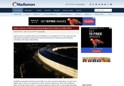 Apple's director of machine learning, Ian Goodfellow, has resigned from his role a little over four years after he joined the company after...