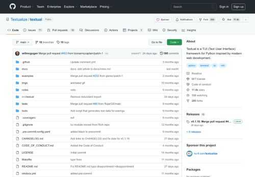 Textual is a TUI (Text User Interface) framework for Python inspired by modern web development. - GitHub - Textualize/textual: Textual is a TUI (Text User Interface) framework for Python inspired by modern web development.
