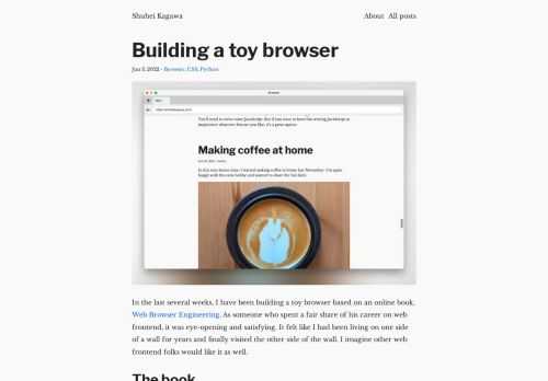 A personal website of Shuhei Kagawa. I write mostly on web technologies and life.