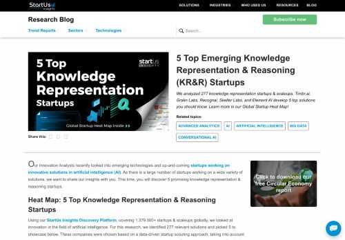 We analyzed 277 knowledge representation startups. Timbr.ai, Grakn Labs, Recognai, Skelter Labs & Element AI develop 5 top solutions you should know!