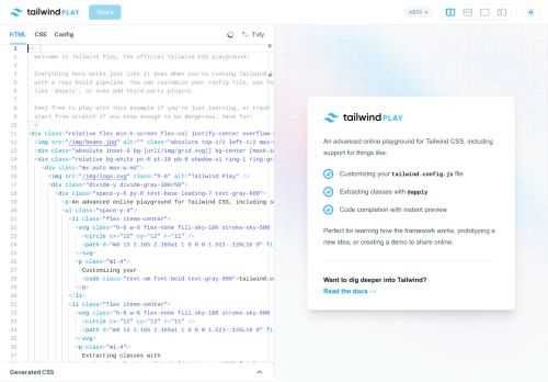 An advanced online playground for Tailwind CSS that lets you use all of Tailwind's build-time features directly in the browser.